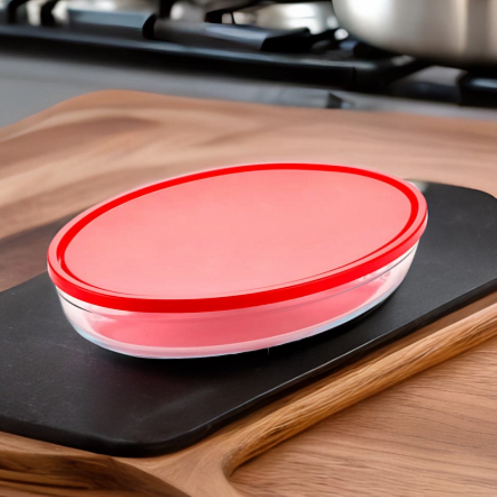 COOK&STORE XL Форма для запекания и выпечки с крышкой красная 3л 35х24х6см овальная