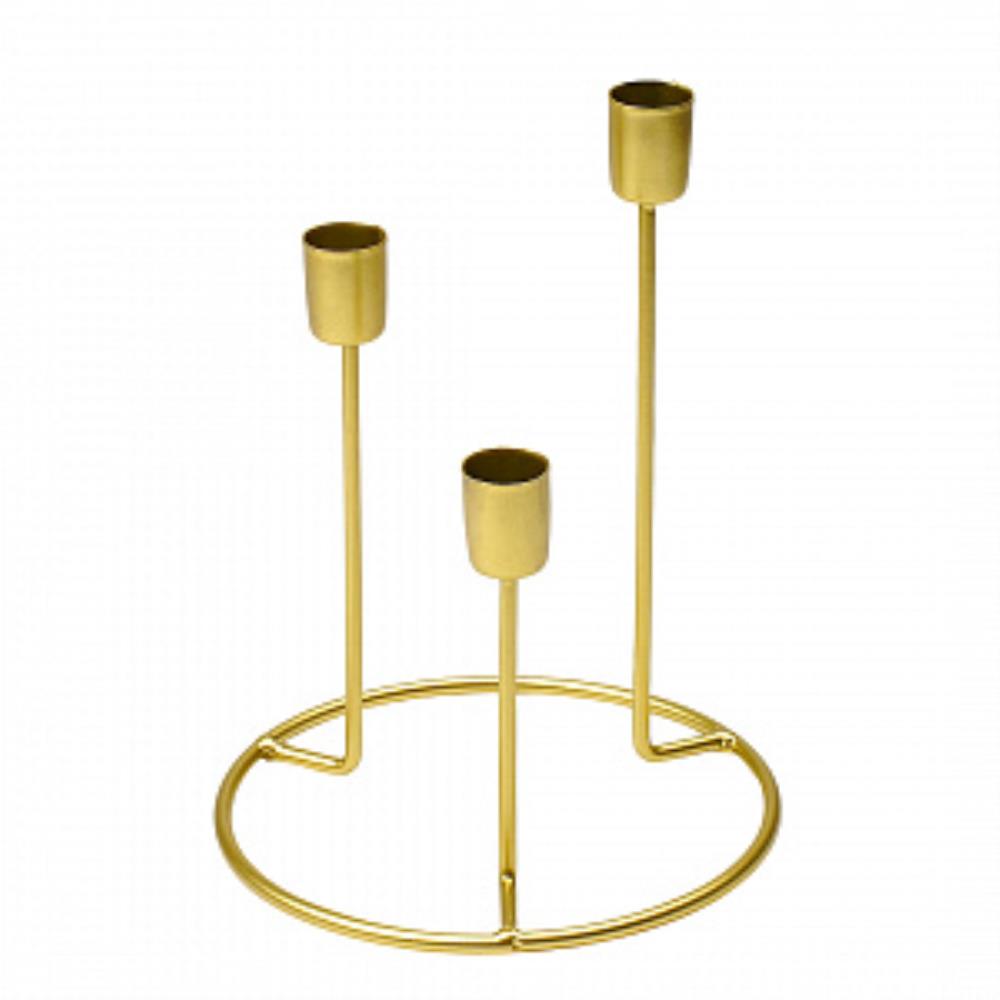 Металлический подсвечник, Д155 Ш155 В200, золотой