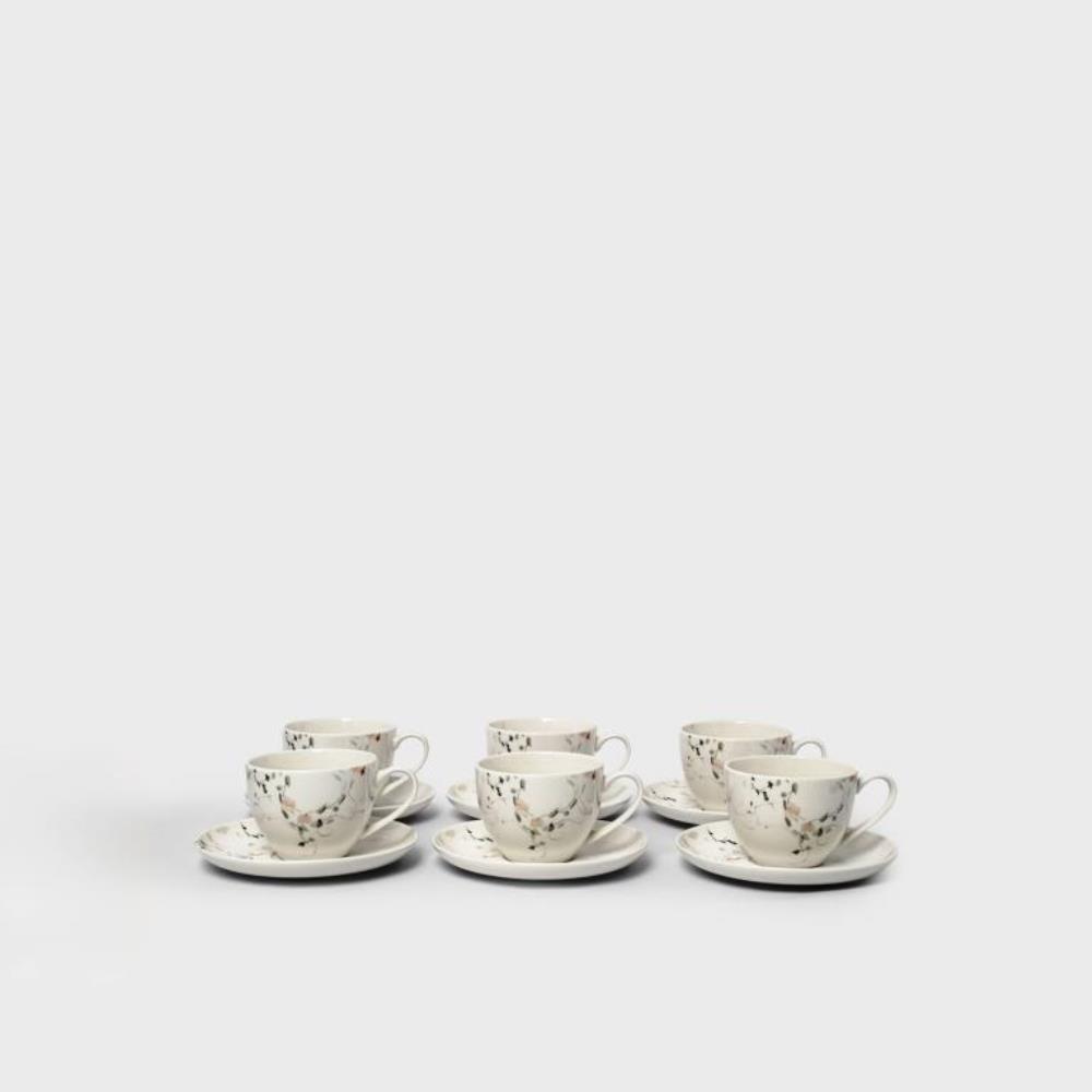 Пара чайная, 6 перс, 12 пр, 220 мл, фарфор N, белая, Цветы и листья, Primrose Пара чайная, 6 перс, 12 пр, 220 мл, фарфор N, белая, Цветы и листья, Primrose