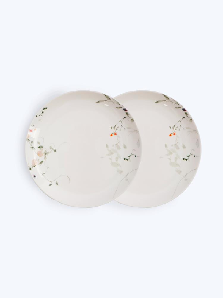 Тарелка закусочная, 21 см, 2 шт, фарфор N, белая, Цветы и листья, Primrose Тарелка закусочная, 21 см, 2 шт, фарфор N, белая, Цветы и листья, Primrose
