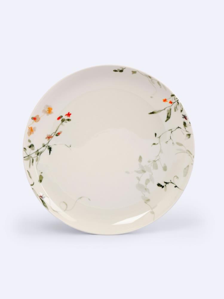 Тарелка обеденная, 27 см, фарфор N, белая, Цветы и листья, Primrose