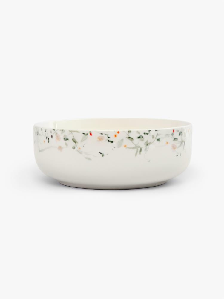 Салатник, 16х6 см, 700 мл, фарфор N, белый, Цветы и листья, Primrose