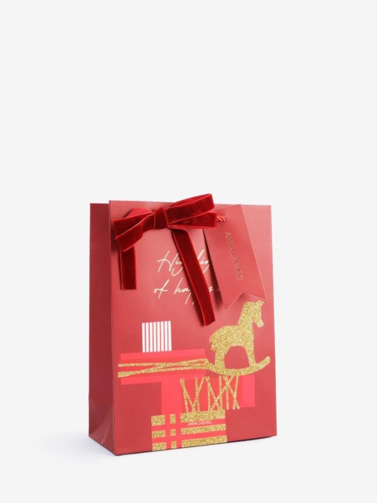 Пакет подарочный, 18х24 см, бумага, красный, Подарки, Bright horse