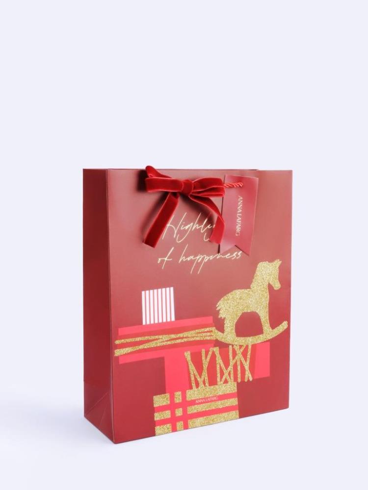 Пакет подарочный, 26х32 см, бумага, красный, Подарки, Bright horse