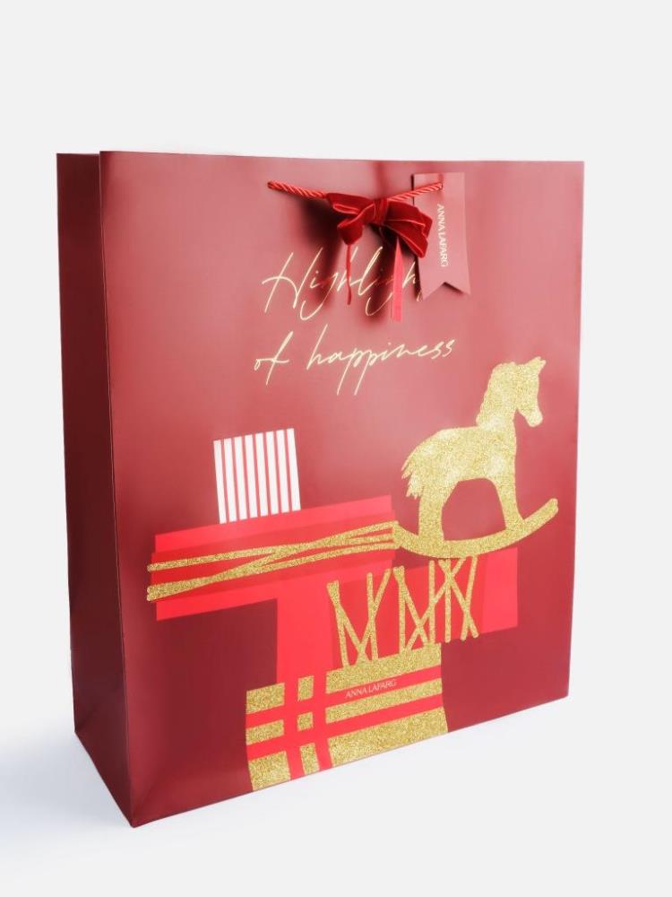 Пакет подарочный, 42х48 см, бумага, красный, Подарки, Bright horse