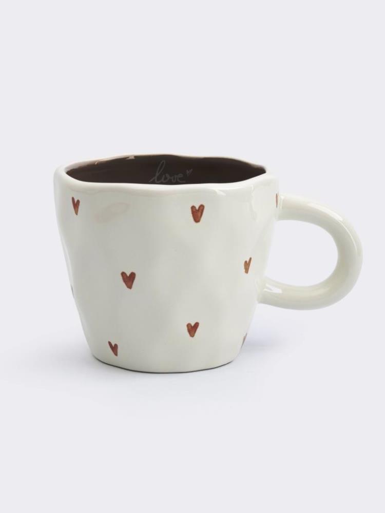 Кружка, 400 мл, керамика, молочная, Сердца, Empathy