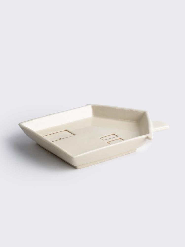 Блюдо, 20x16x3 cм, фарфор Р, бело-золотистое, Дом, Townlet