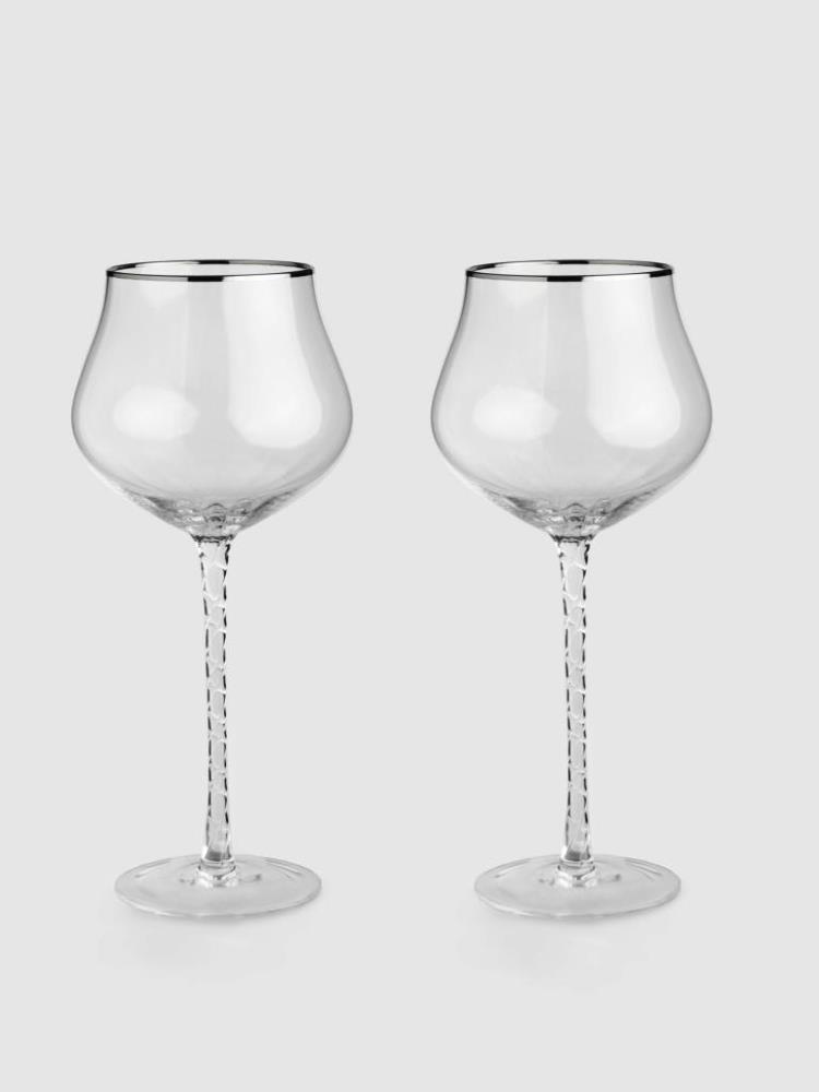 Бокал для красного вина, 610 мл, 2 шт, стекло, с серебристым кантом, Rhapsody