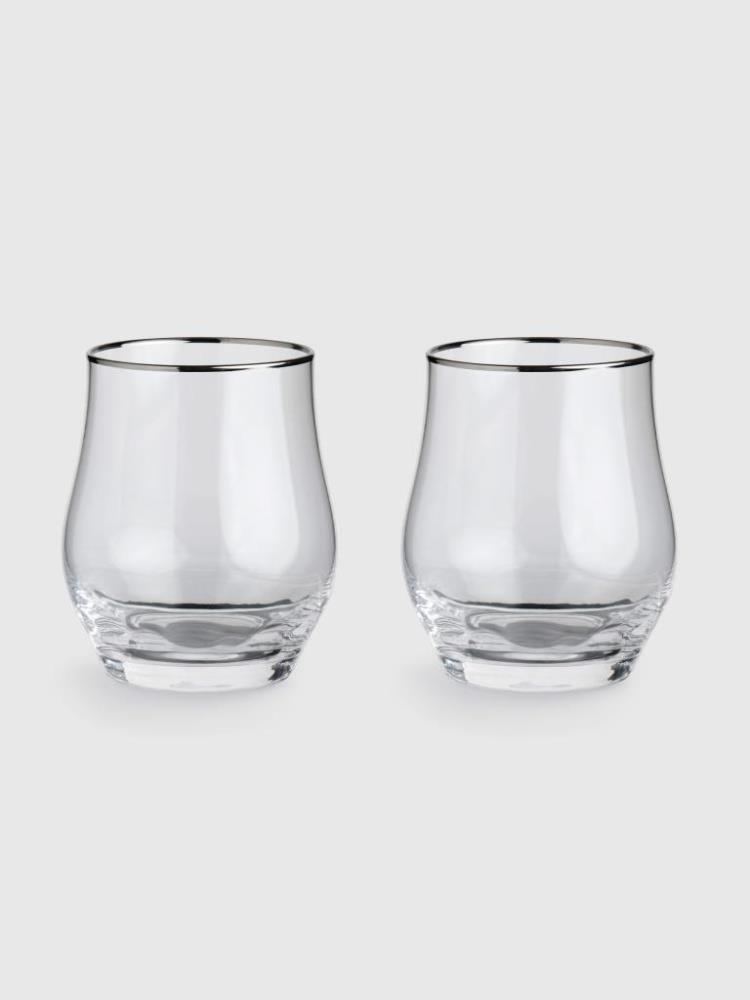 Стакан, 360 мл, 2 шт, стекло, с серебристым кантом, Rhapsody