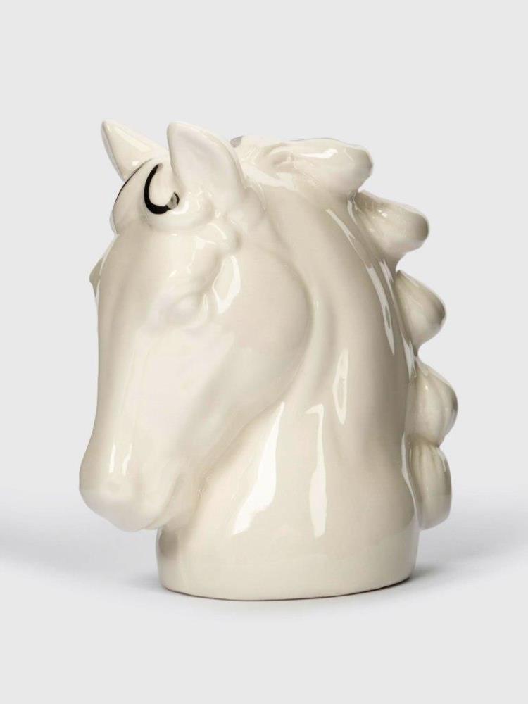 Емкость для соли или перца, 8 см, фарфор P, бело-серебристая, Конь, Horse