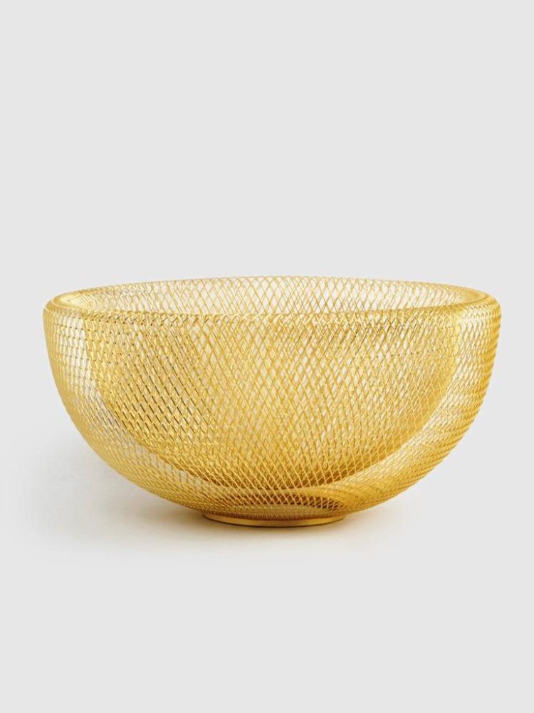 Корзина для фруктов, 30 см, металл, золотистая, Grid