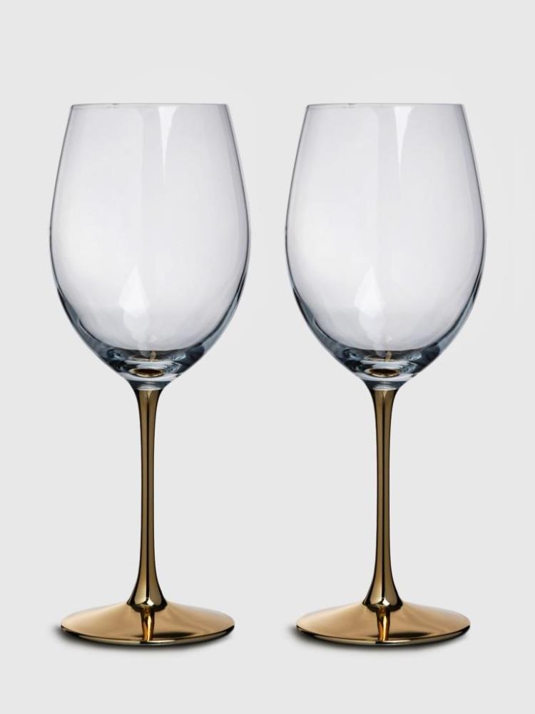 Бокал для красного вина, 540 мл, 2 шт, стекло, золотистая ножка, Ravello