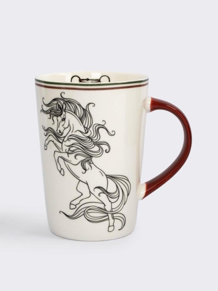 Кружка, 420 мл, фарфор N, бело-бордовая, Лошадь, Horse