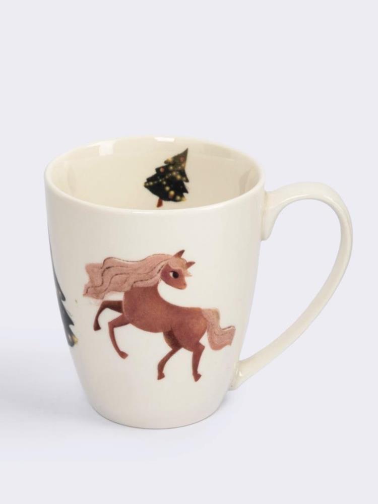Кружка, 320 мл, фарфор N, белая, Лошадка у елки, Child holiday