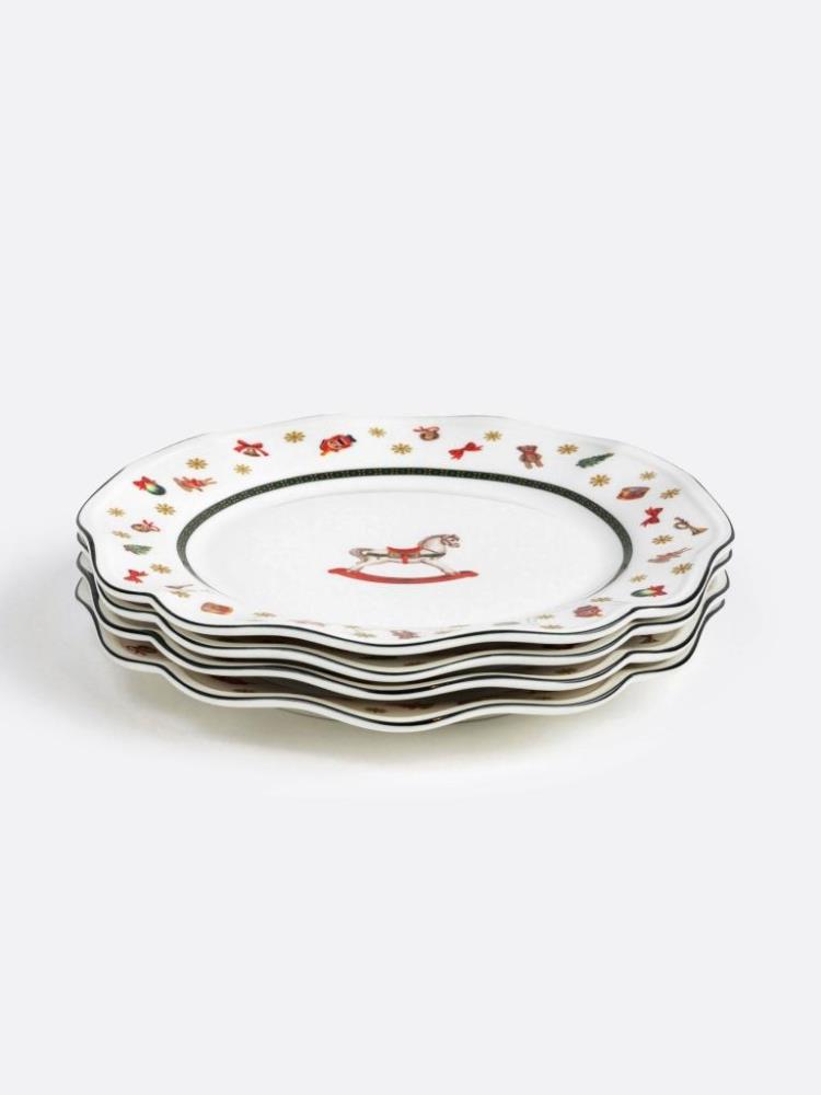 Тарелка закусочная, 4 шт, 19 см, фарфор N, белая, Лошадка, Miracle