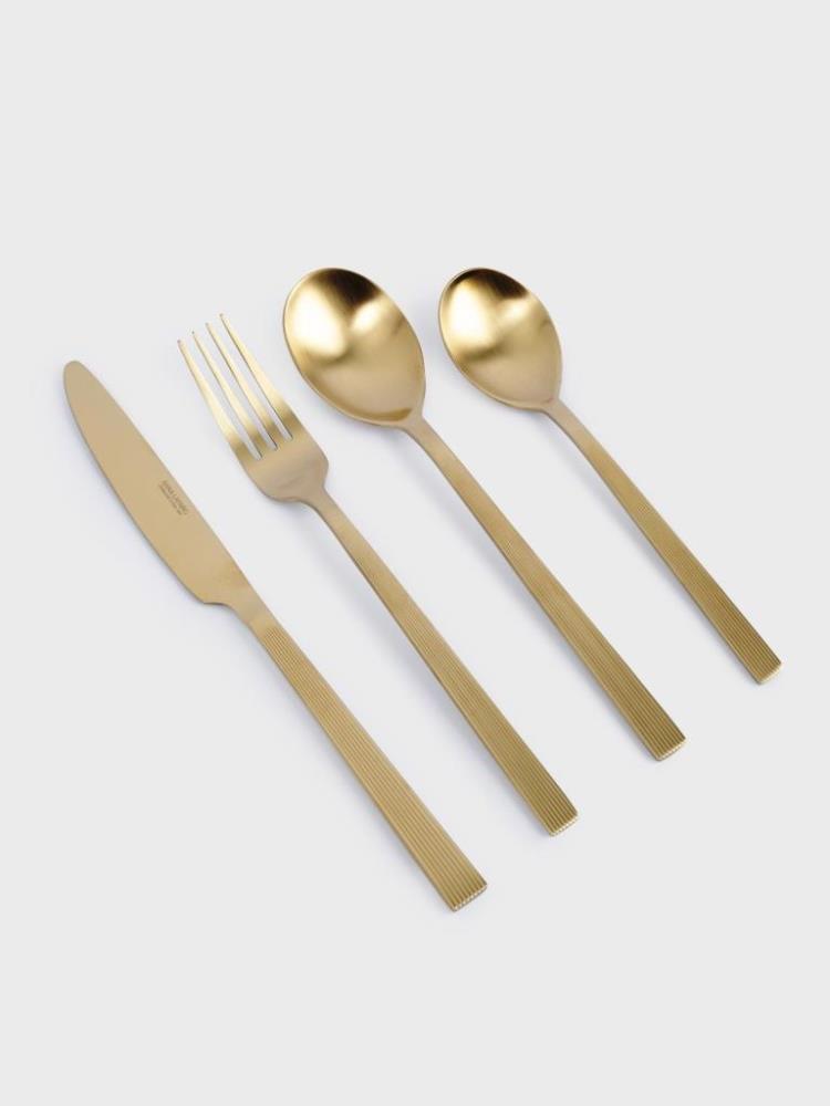 Столовые приборы, 6 персон, 24 предмета, сталь, золотистые, Beijing