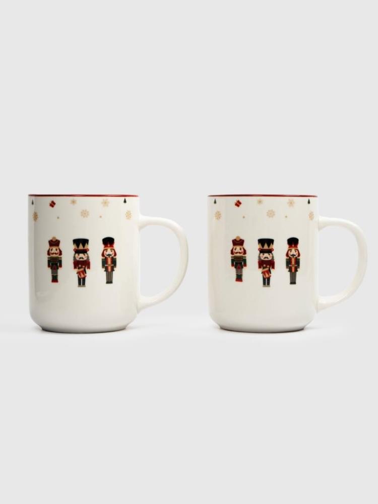 Кружка, 350 мл, 2 шт, фарфор P, белая, Щелкунчики, Nutcracker