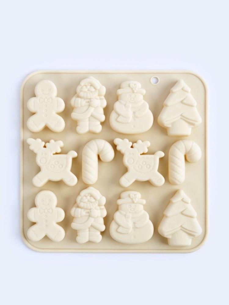 Форма для льда и шоколада, 16х16 см, 12 отд, силикон, молочная, Новый год, Muffin