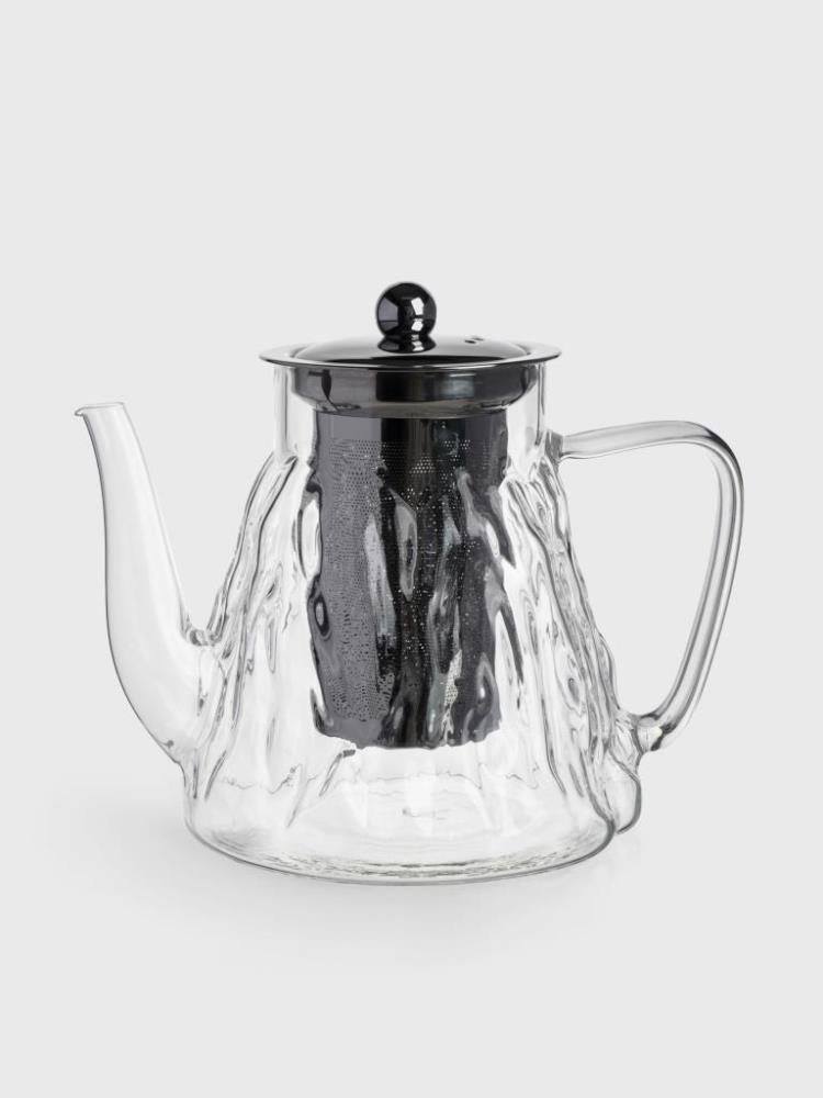 Чайник заварочный, 1 л, стекло Б/сталь, Мятая фактура