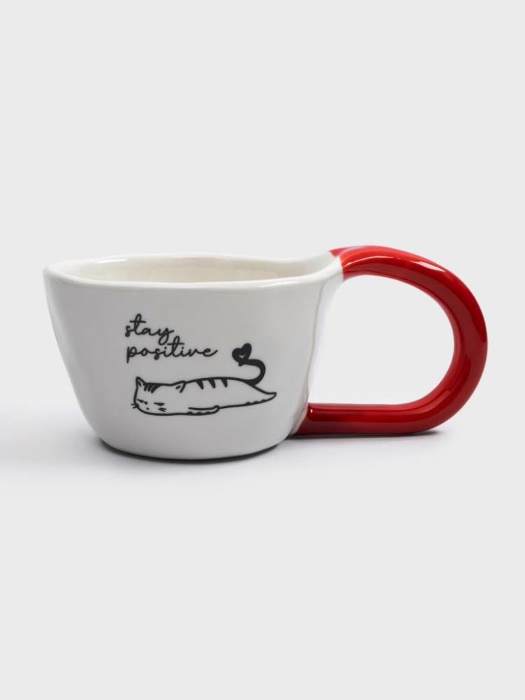 Кружка, 350 мл, фарфор N, бело-красная, Кот, Eccentric