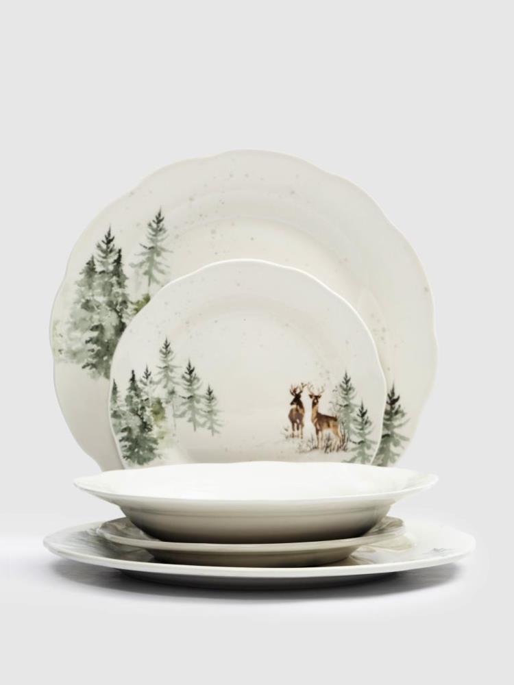 Сервиз обеденный, 6 перс, 18 пр, фарфор P, белый, Олени в лесу, Maral