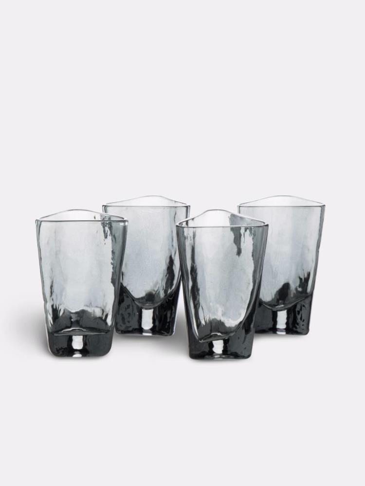 Стопка для водки, 40 мл, 4 шт, стекло, серая, Nocturne