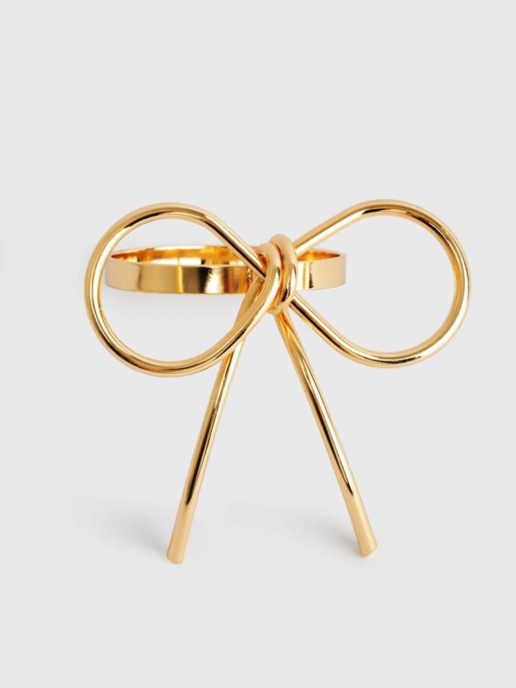 Кольцо для салфеток, 5 см, металл, золотистое, Бантик, Shine