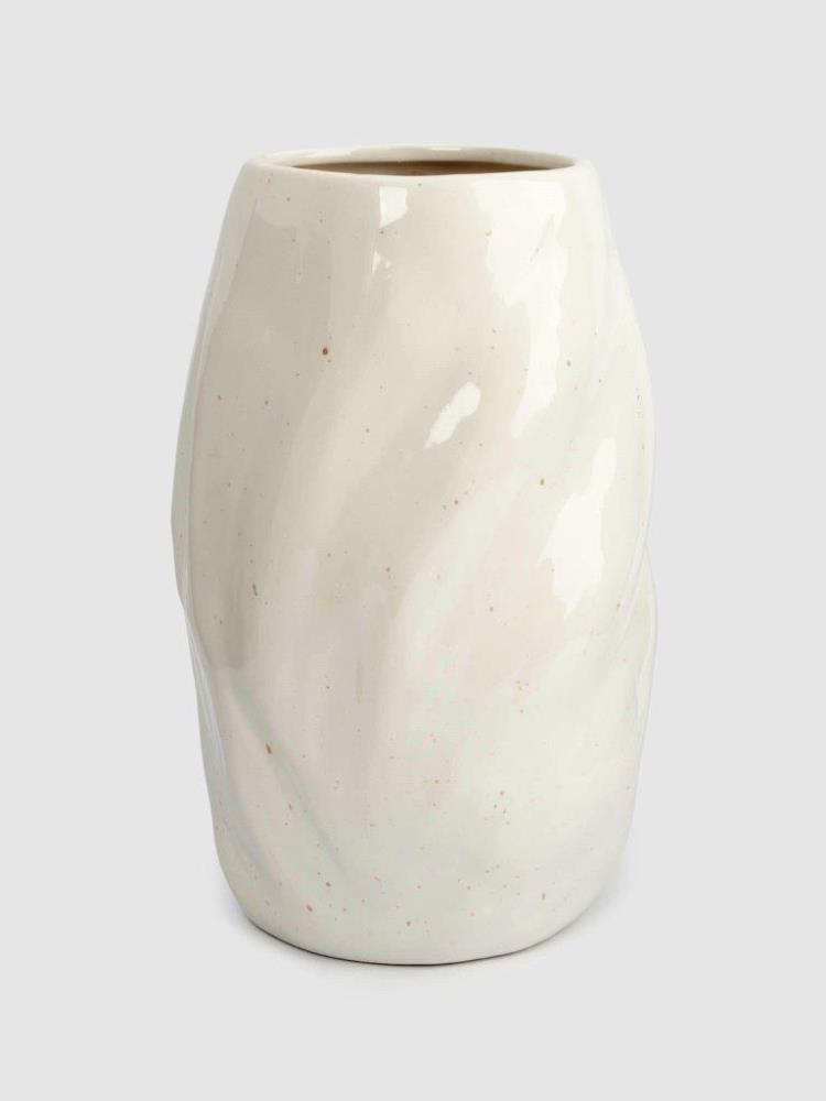 Ваза для цветов, 24 см, керамика, серо-белая, в крапинку, Мятый эффект, Barkhan