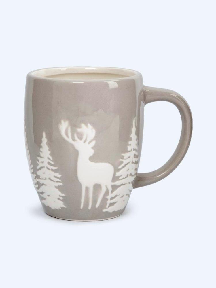 Кружка, 350 мл, керамика, серо-белая, Олень в лесу, Maral grey