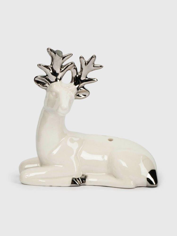 Емкость для соли или перца, 7 см, фарфор P, бело-серебристая, Олень, Maral grey