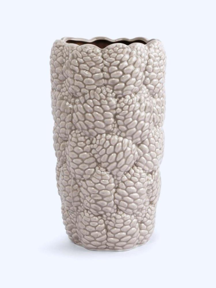 Ваза для цветов, 22 см, фарфор P, бежево-молочная, Шишки, Pinecone