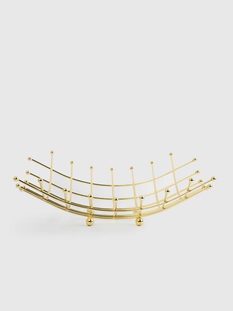 Корзина для фруктов, 28 см, металл, золотистая, Паутина, Spin