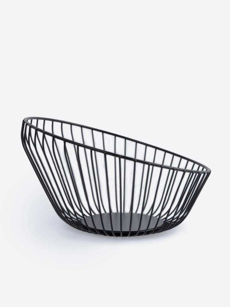 Корзина для фруктов, 25 см, металл, черная, Прутья, Spin