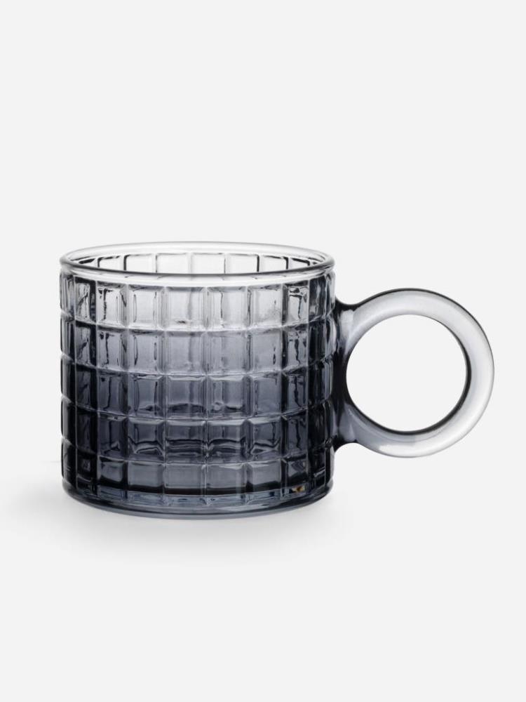 Кружка, 300 мл, стекло Р, серая, Квадраты