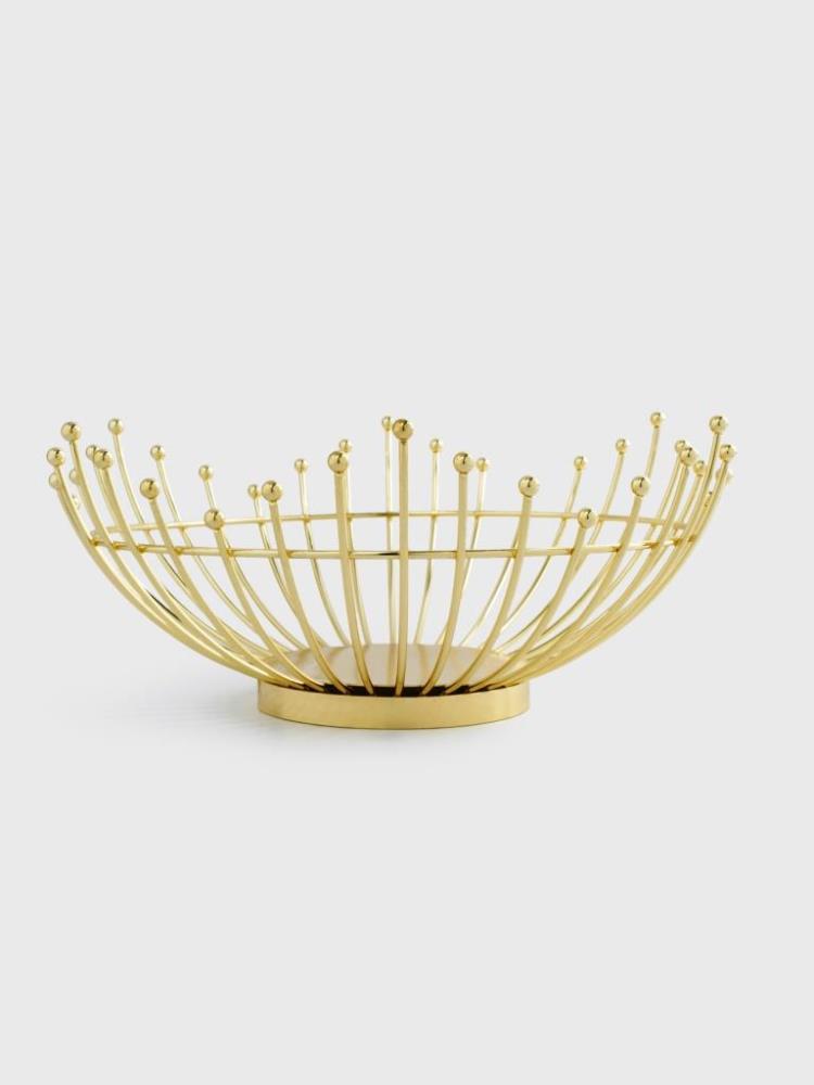 Корзина для фруктов, 27 см, металл, золотистая, Бусины, Spin