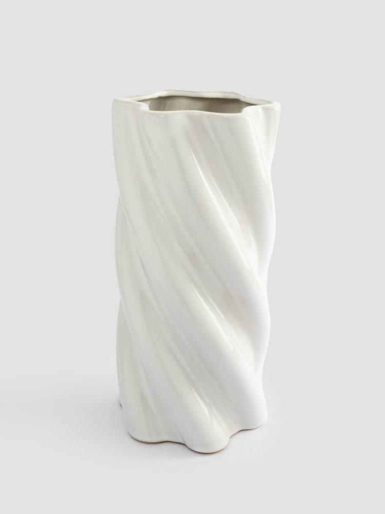 Ваза для цветов, 30 см, керамика, молочно-бежевая, Drapery