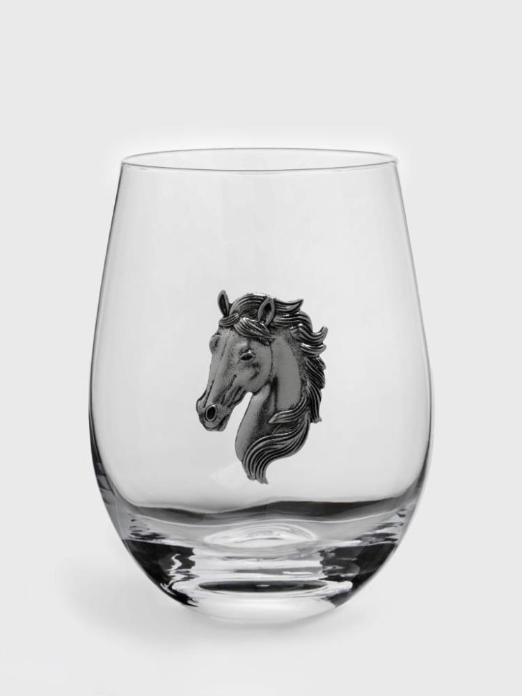 Стакан для виски, 10 см, 450 мл, стекло/металл, серебристый, Голова коня, Horse