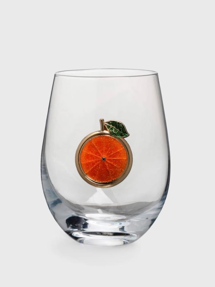 Стакан, 12 см, 500 мл, стекло/металл, Мандарин, Brooch
