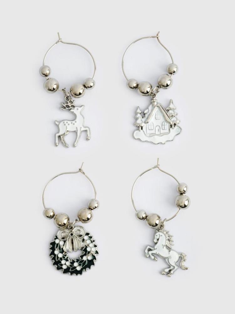 Подвеска для бокала, 4 шт, металл/стразы, Аттрибуты Нового года, Horse