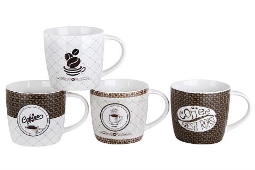 Кружка 350мл Coffe (микс 4 диз) кратно 12