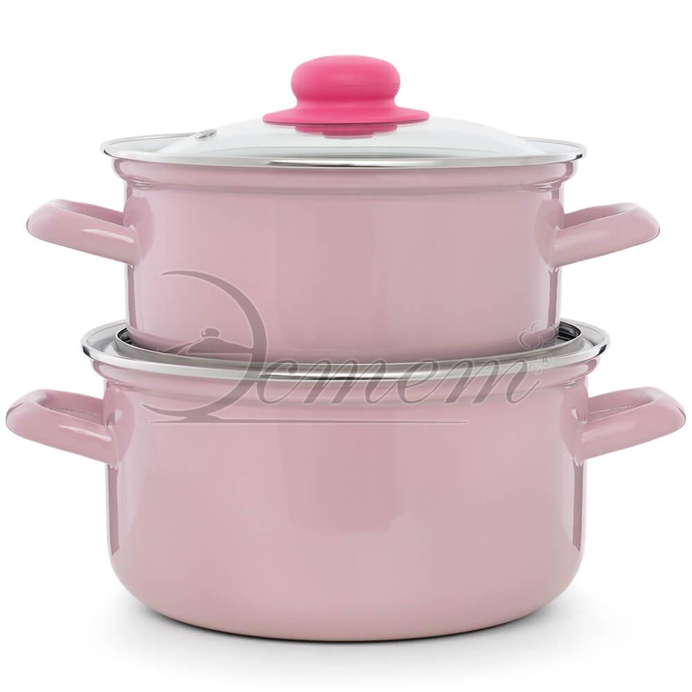 Набор посуды розово-сиреневый цилиндрический 2,0+3,0 л 4 пр *1