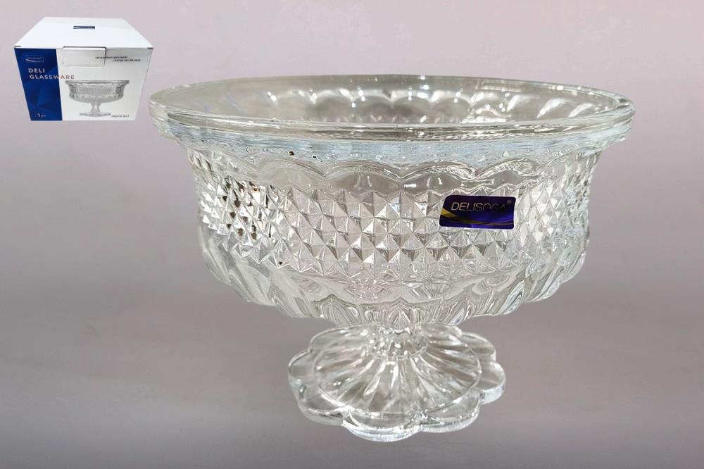 Блюдо сервировочное на ножке 25х18см  стекло кратно 1