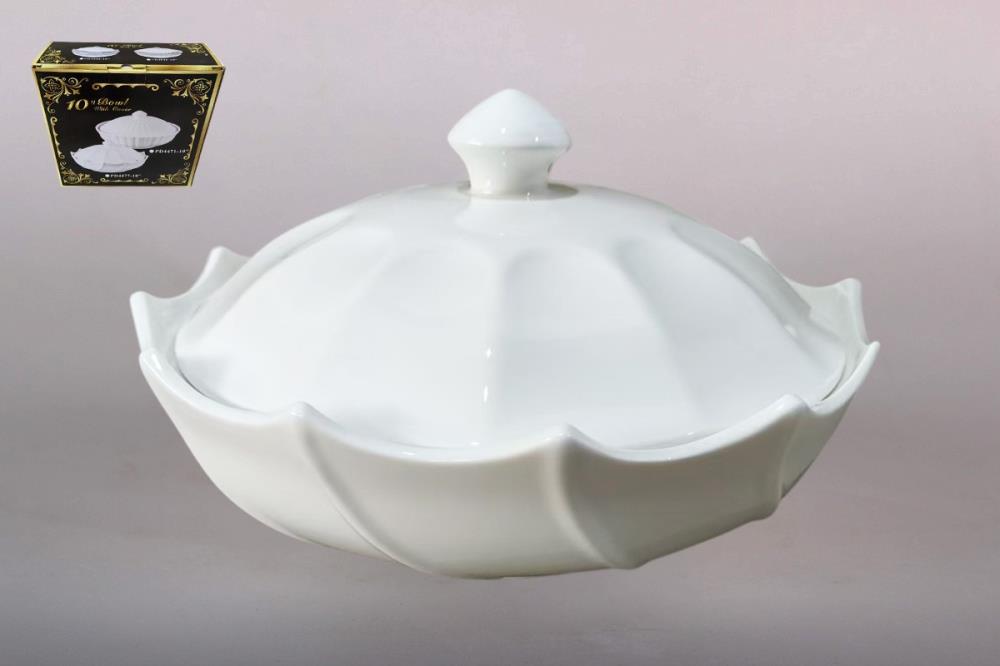 Блюдо сервировочное с крышкой  фарфор кратно 1