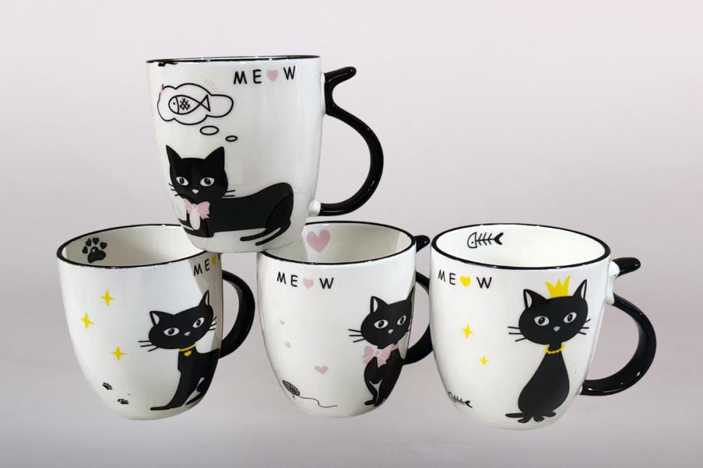 Кружка 420мл микс 4 дизайна  фарфор кратно 12