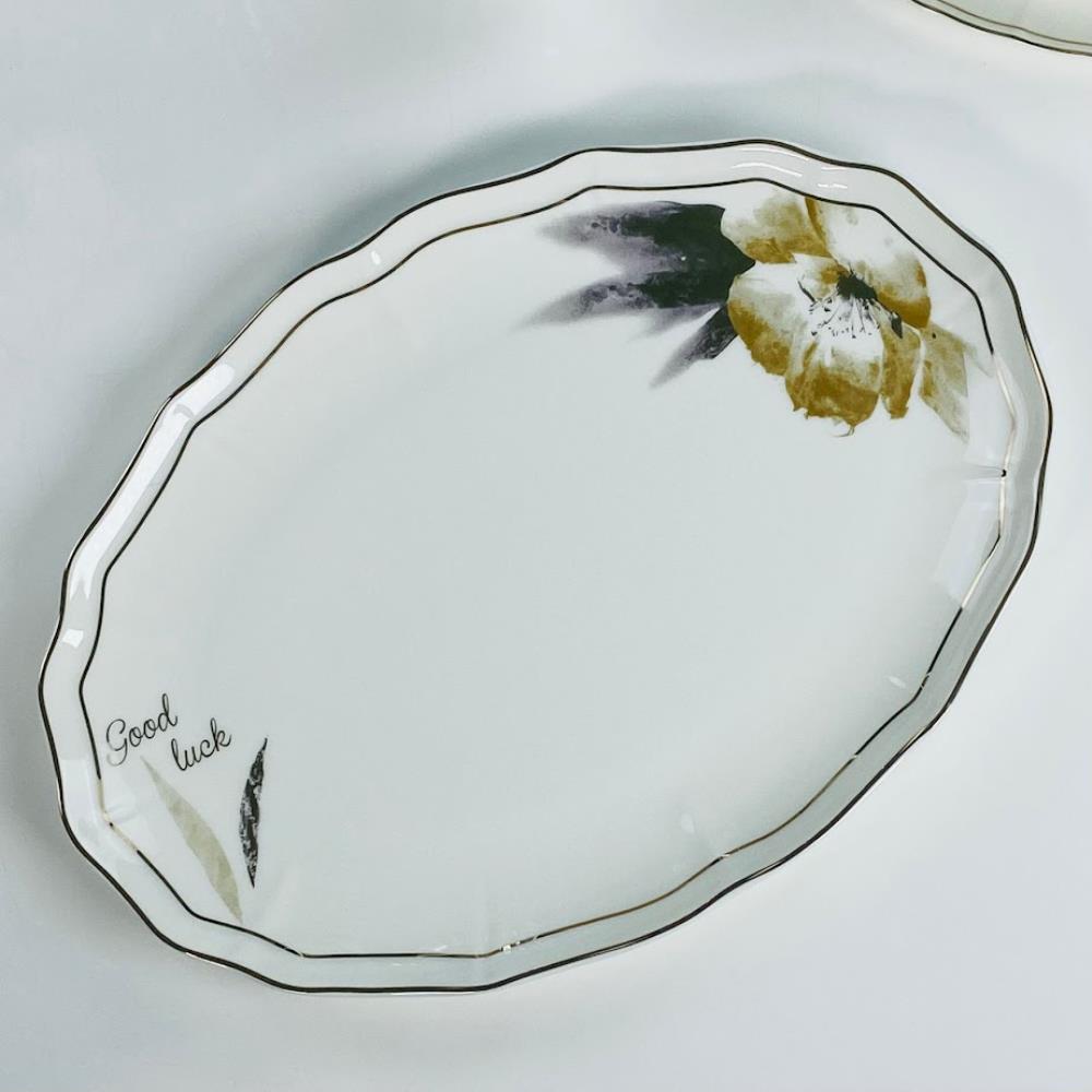 145-653 Овальное блюдо 24,5см КАМИЛЛА в под.уп.(х30)Костяной фарфор