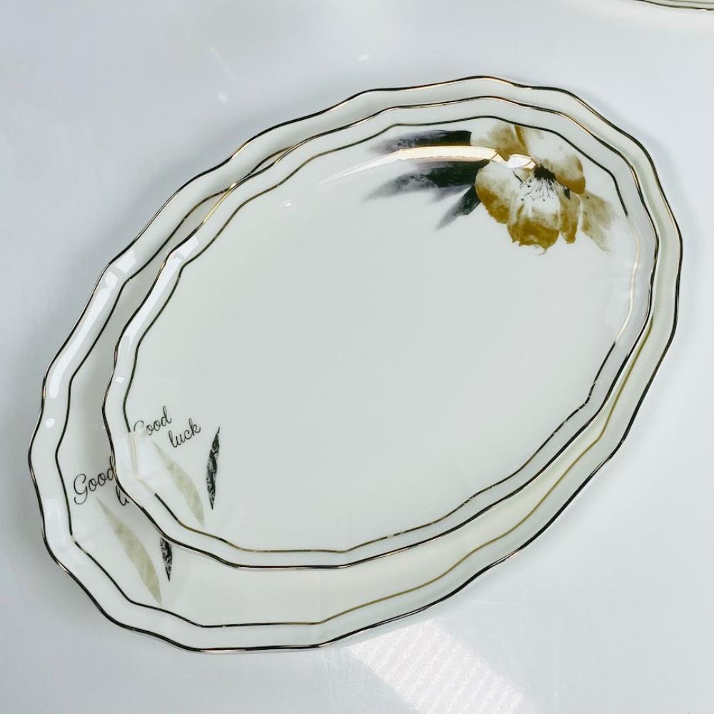 145-654 Овальное блюдо 30х21,5см КАМИЛЛА в под.уп.(х10)Костяной фарфор