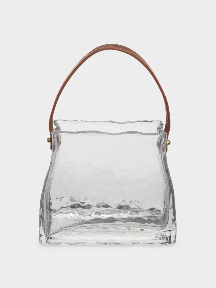 Ваза для цветов, 15 см, декоративная, с ручкой, стекло/полиуретан, Сумка Ваза для цветов, 15 см, декоративная, с ручкой, стекло/полиуретан, Сумка