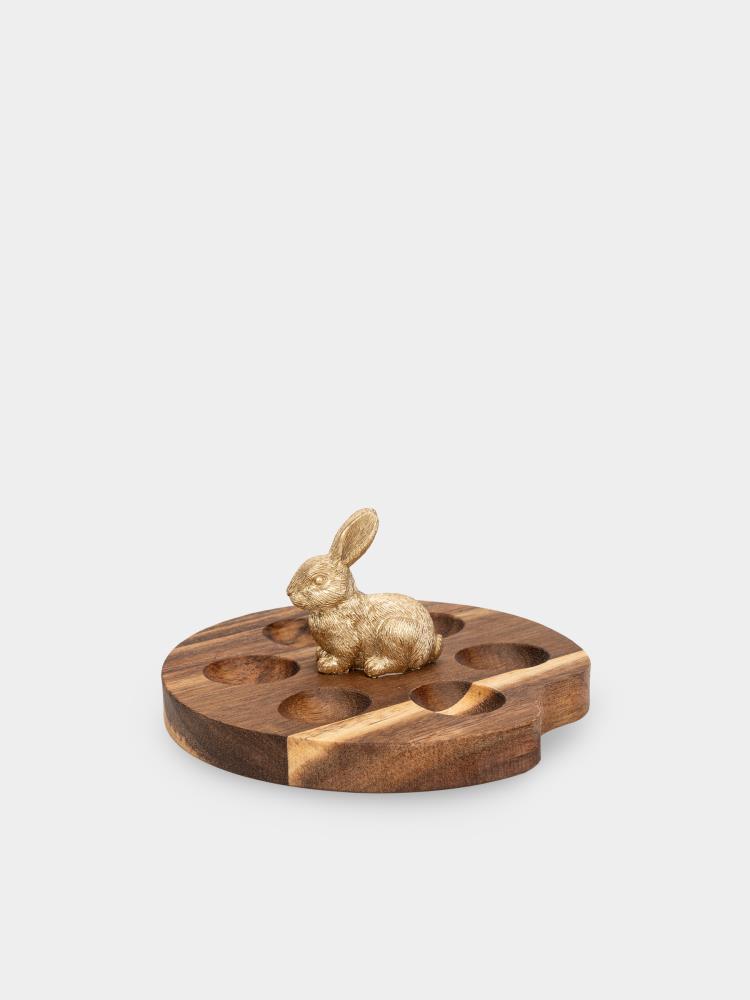 Блюдо пасхальное, 15х6 см, 6 отд, дерево/полирезин, Кролик, Easter Блюдо пасхальное, 15х6 см, 6 отд, дерево/полирезин, Кролик, Easter