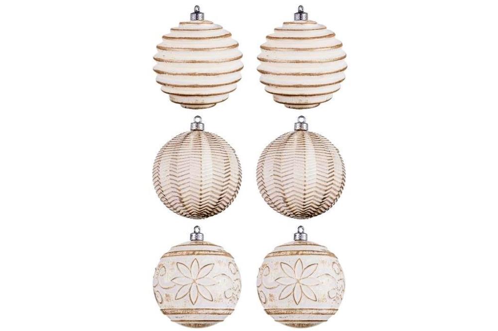 Набор 6 новогодних шаров 9,5*9,5 см Набор 6 новогодних шаров 9,5*9,5 см
