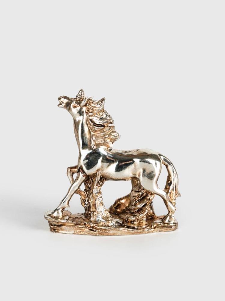 Статуэтка, 8 см, полирезин, серебристая, Бегущая лошадь, Horse